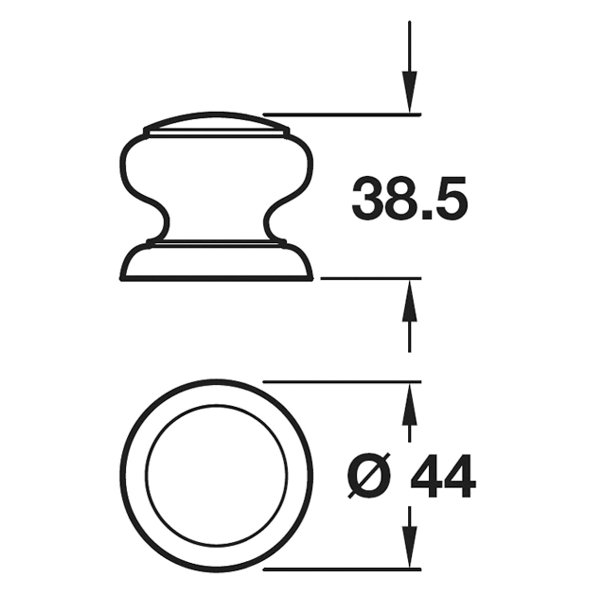 KNOB D44x38.5xD39 OAK/UNF