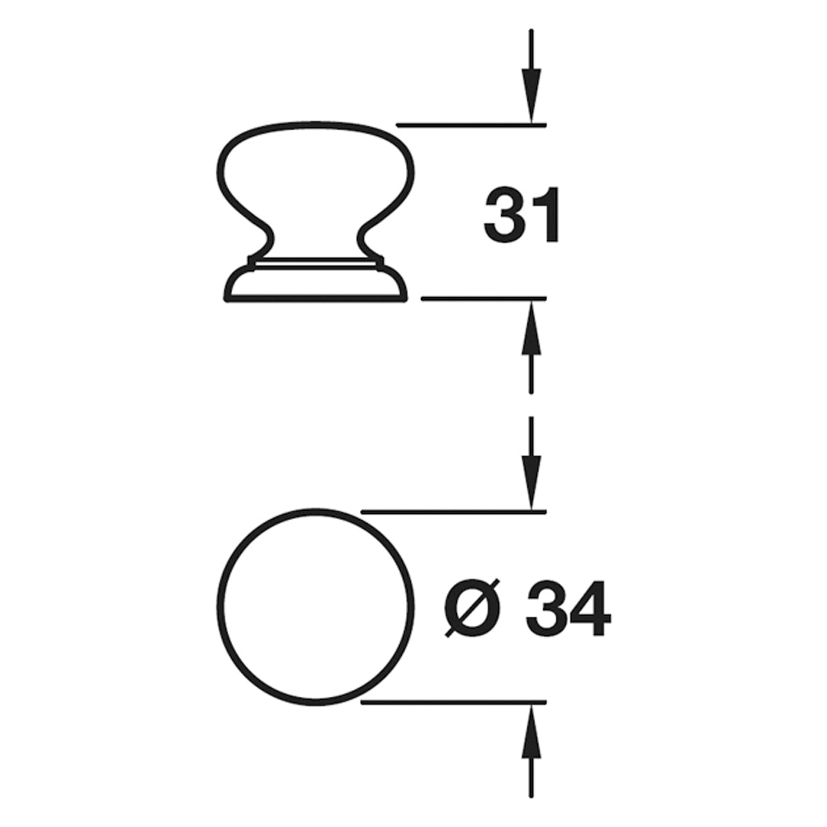 KNOB D34x31xD31 OAK/UNF