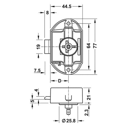 PUSH BUTTON RIM LOCK BS25 77x45 BRN