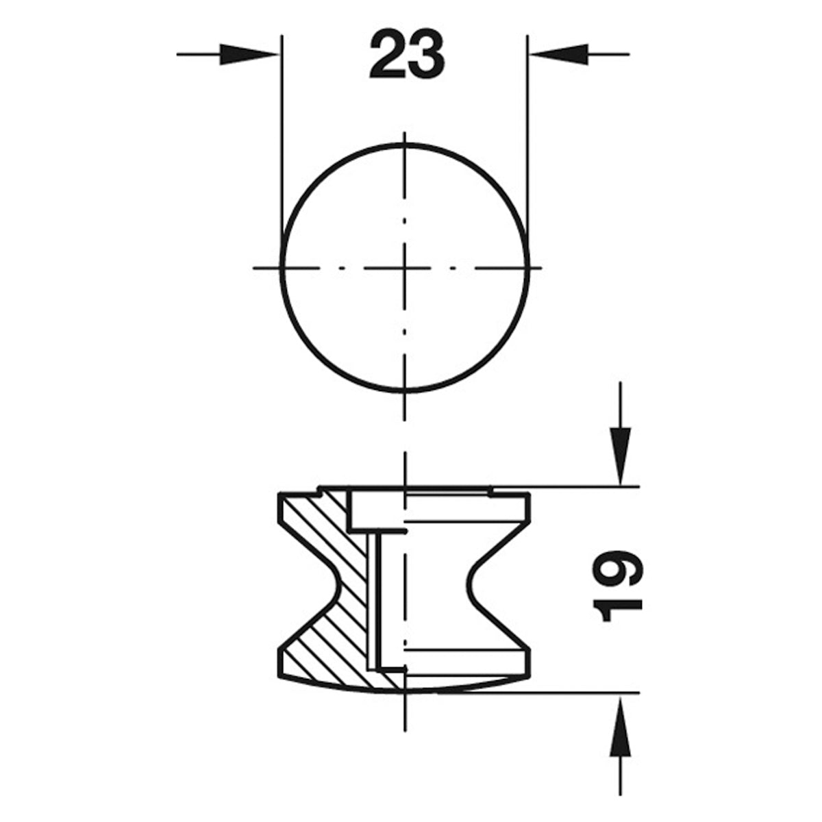 PUSH-LOCK NO ROS 13-19 D23x21 MNP