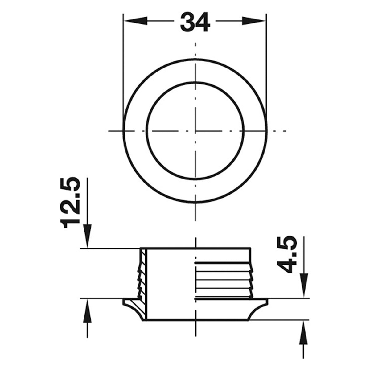 PUSH-LOCK ROSETTE D34x17 PL/BRN