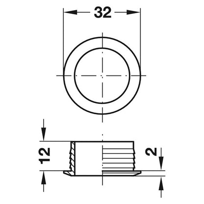 PUSH-LOCK ROSETTE D32x14 PL/MNP