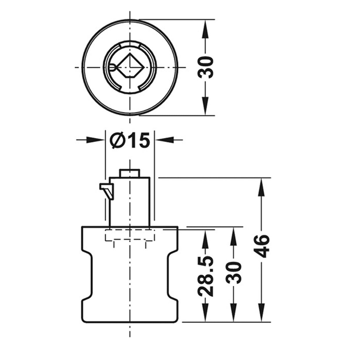 SY3K CYL LOCK HANDLE D30x46 LH MNP