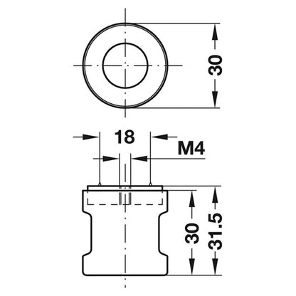 SY3K FIXED HANDLE M4 SCREW D30x31.5