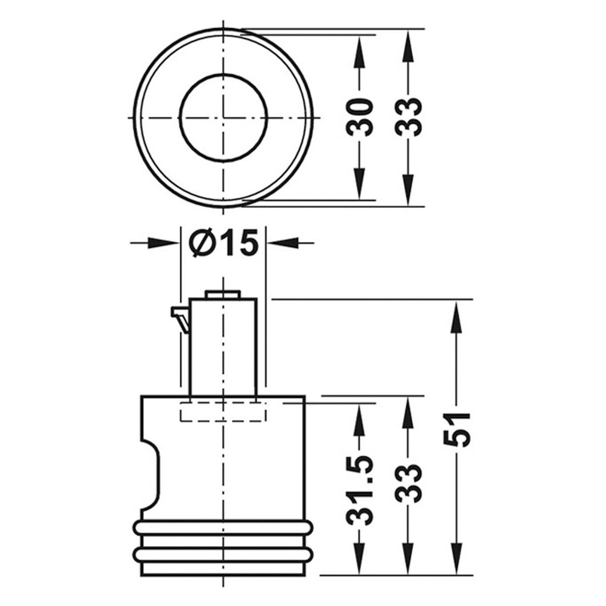 SY3K CYL LOCK HANDLE D30x46 RH+RNG