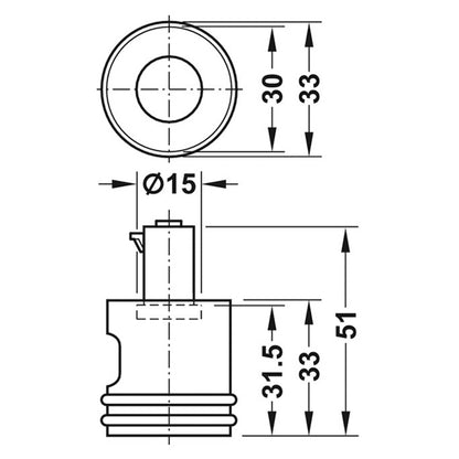 SY3K CYL LOCK HANDLE D30x46 RH+RNG