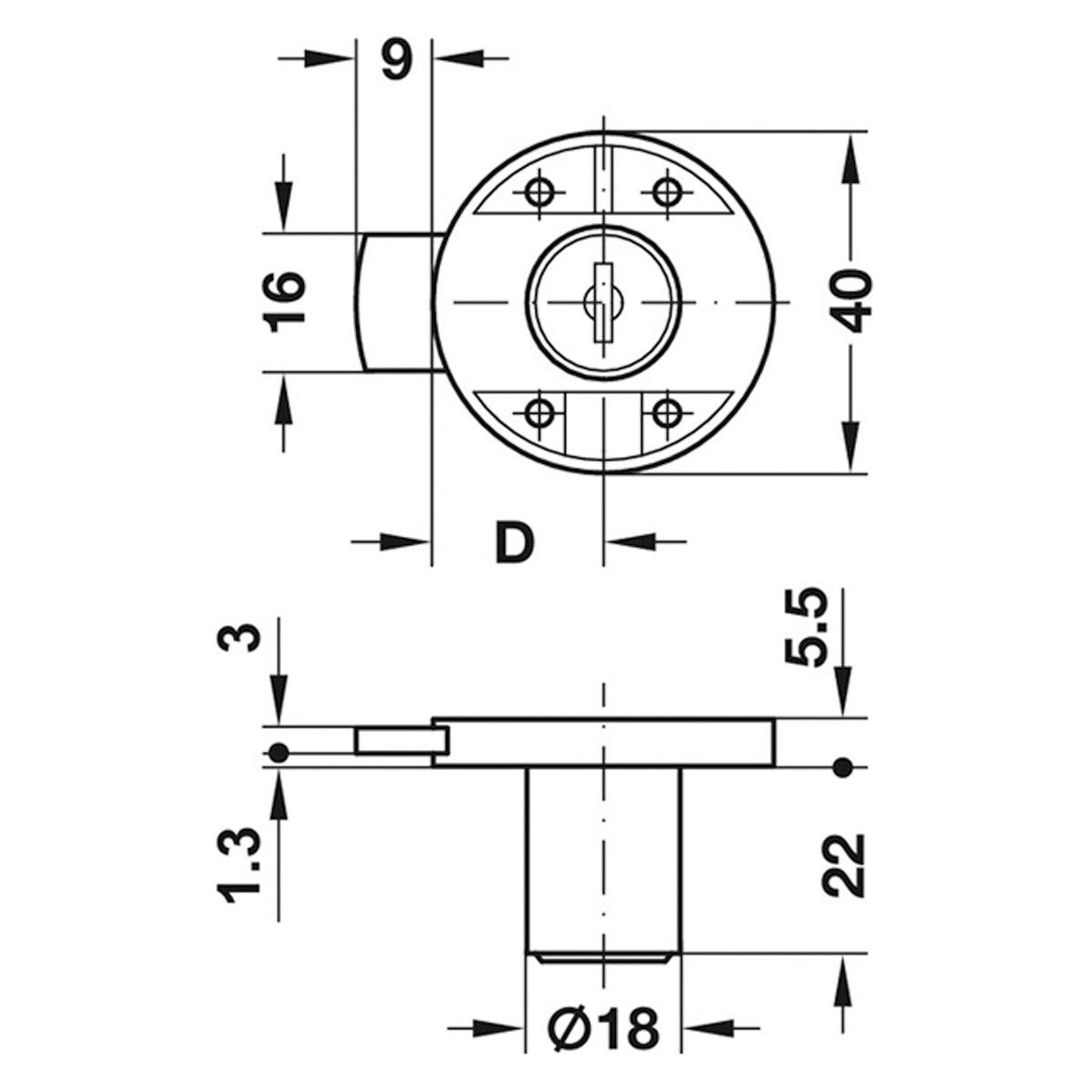 MINILOCK 40 CYL 18 FH1 LH ZA/MNP
