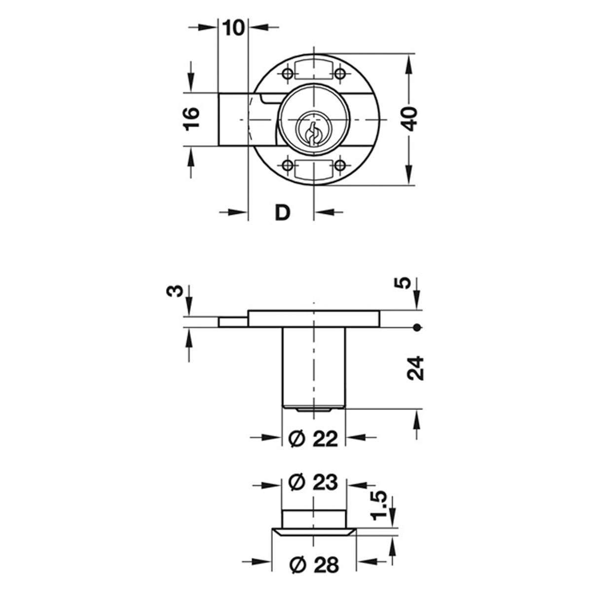 MINILOCK40 RIM LOCK BS20 RH ALI