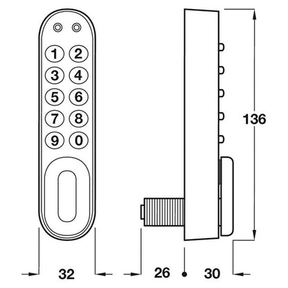 ELECTRONIC CABINET LOCK 136x32x30
