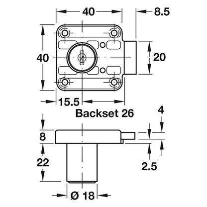 RIM LOCK CYL D18 F1 LH ZA/MNP