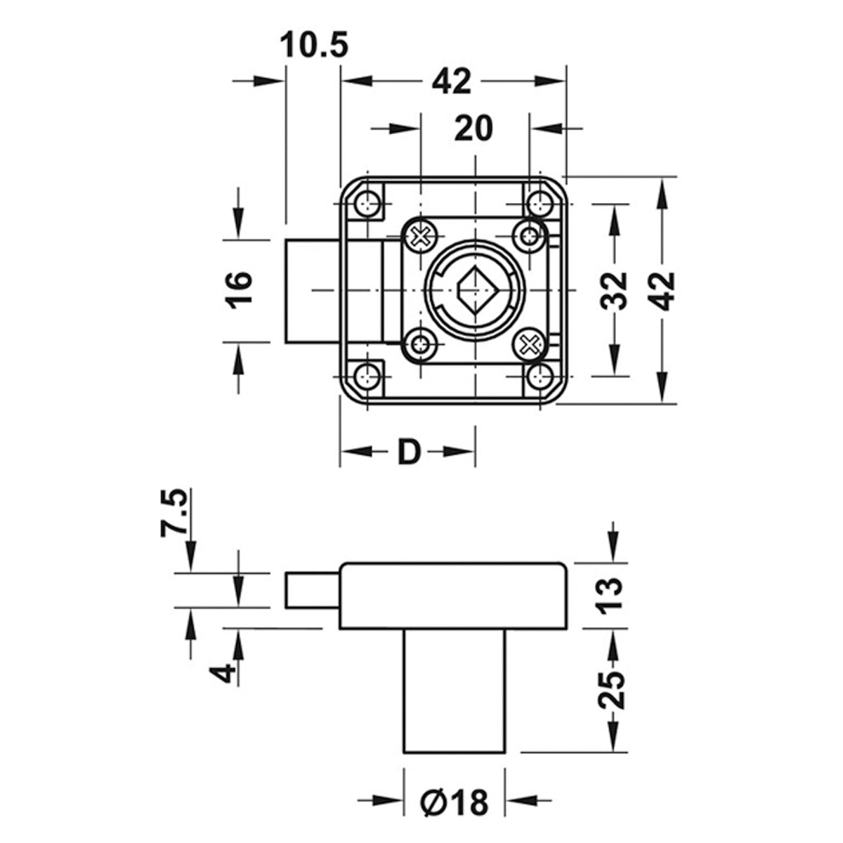 SY3K SPR BOLT RIM LOCK CASE NP DRAW