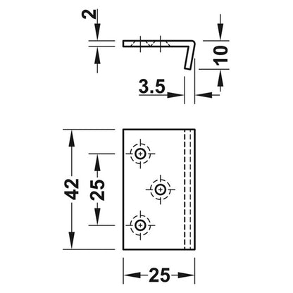 ANGLED STRIKING PLATE 42x25x10 NP