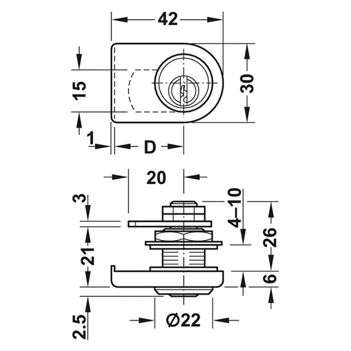 GL DR CYL LOCK 90deg MST ZA/MNP