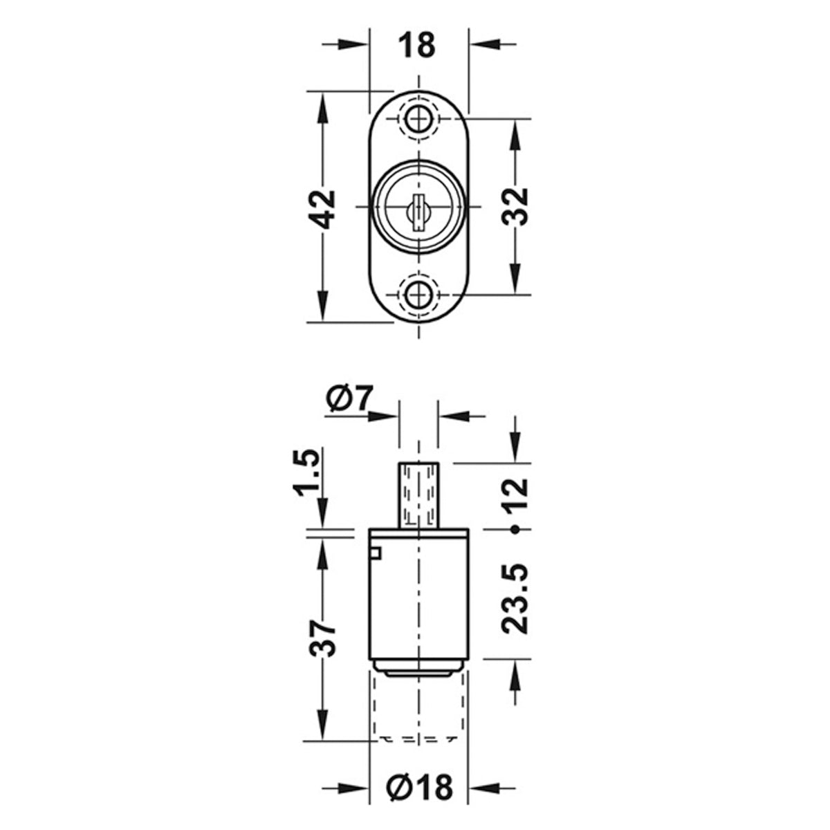 PUSH-BUTTON CYL D18 FH2 ZA/MNP