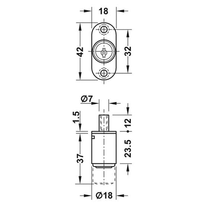 PUSH-BUTTON CYL D18 FH3 ZA/MNP