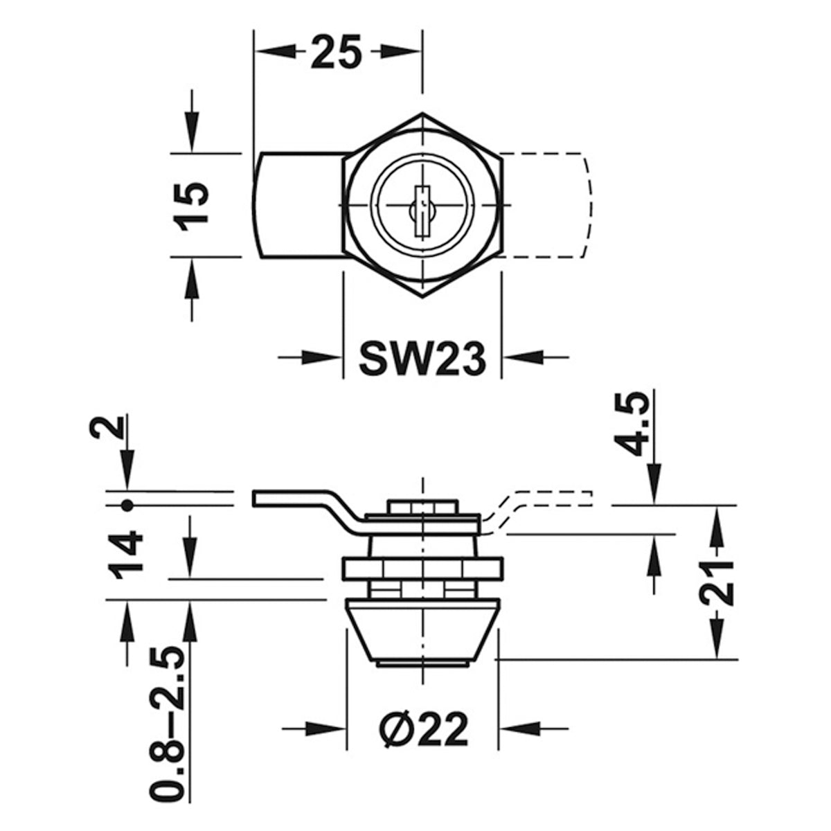 CYL CAM LOCK CRNK RAND 180deg LH PCP