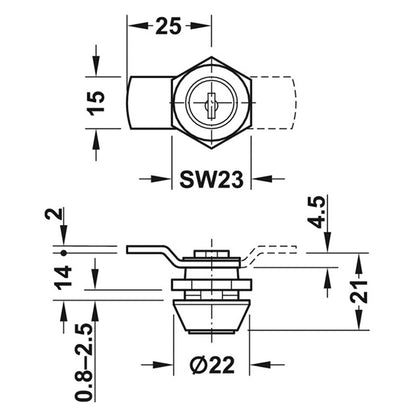 CYL CAM LOCK CRNK RAND 180deg LH PCP