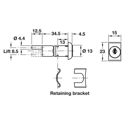 CENT LOCK ROTARY CYL 15x23 RAND MNP