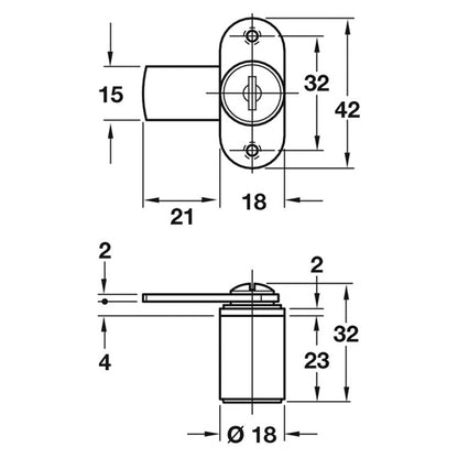 CYL LEVER LOCK 90deg LEFT RANDOM