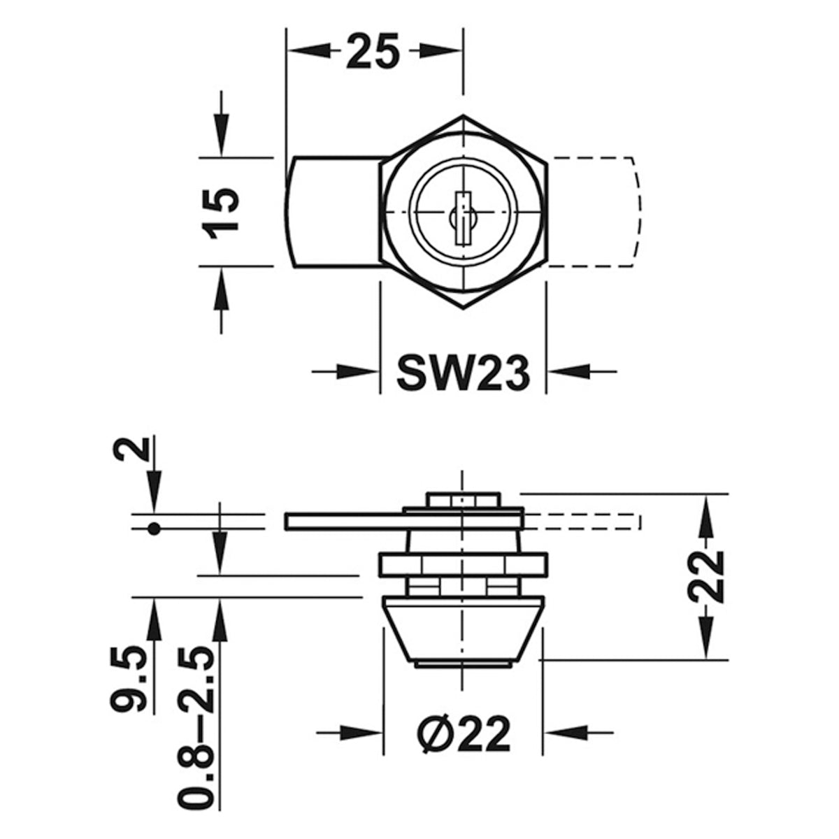 CYL CAM LOCK STR ALIKE 90deg RH PCP