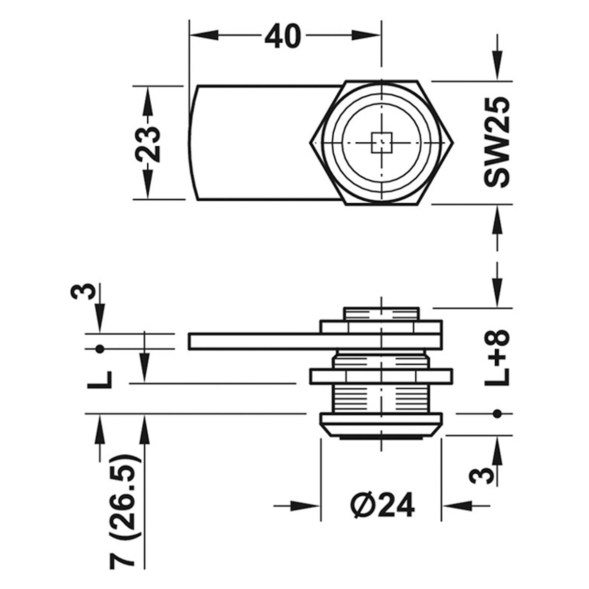 CAM LOCK FOR TRI KEY 90deg LEFT 32.5