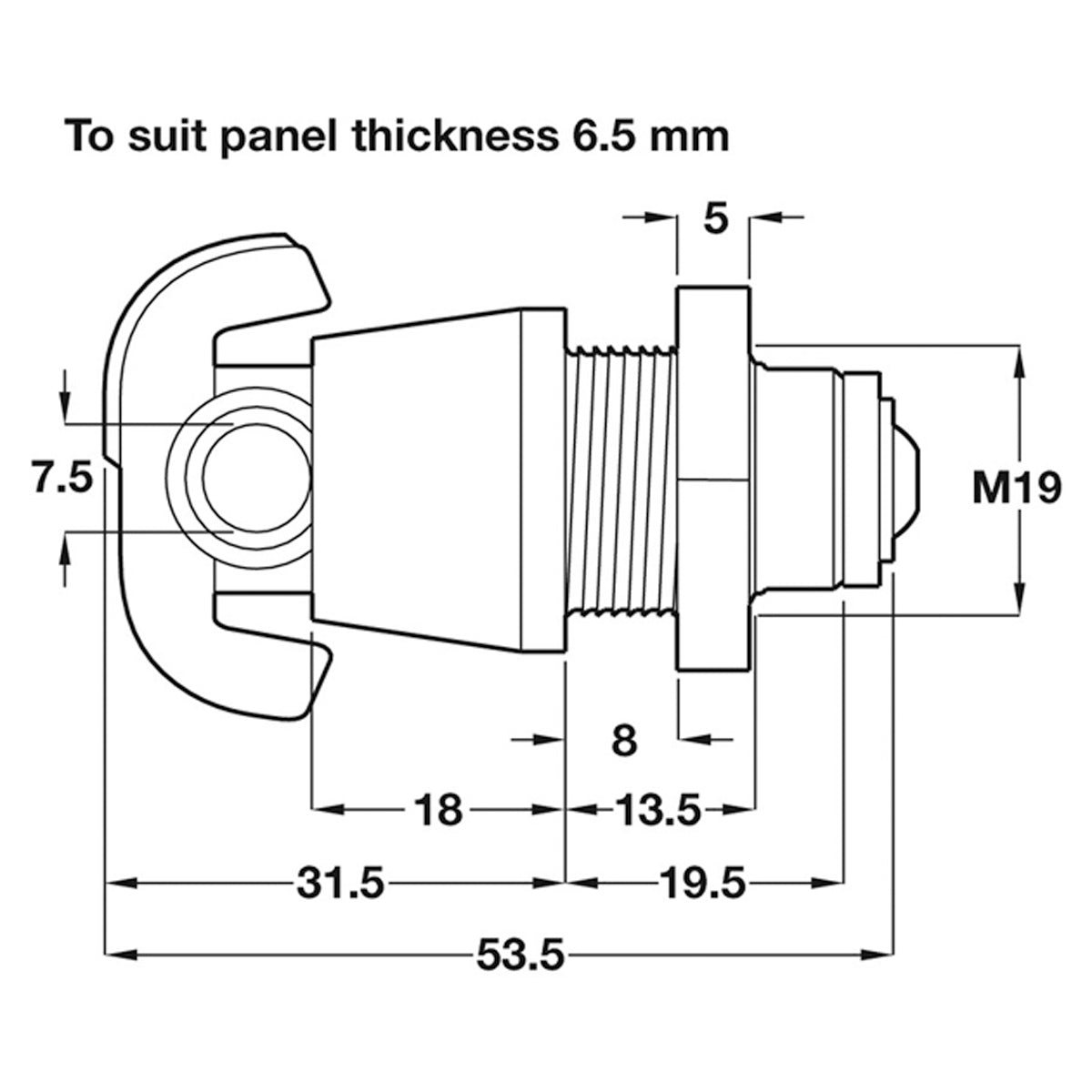 SY3K PADLOCKABLE CAM LOCK 6.5 NI