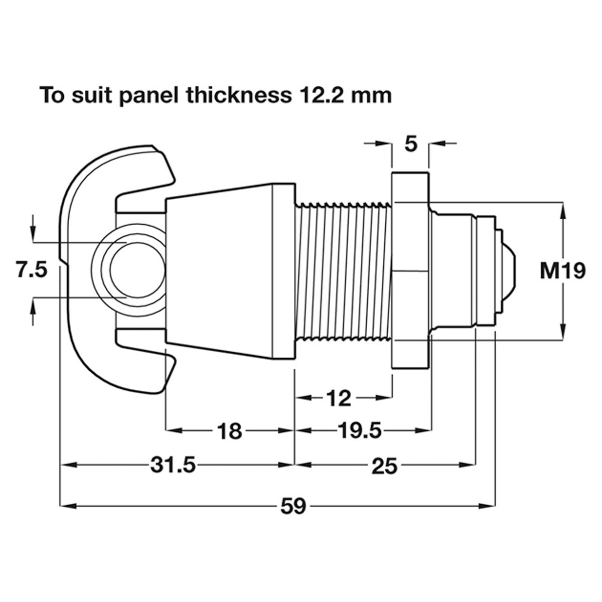 SY3K PADLOCKABLE CAM LOCK 12.2 NI