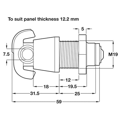 SY3K PADLOCKABLE CAM LOCK 12.2 NI