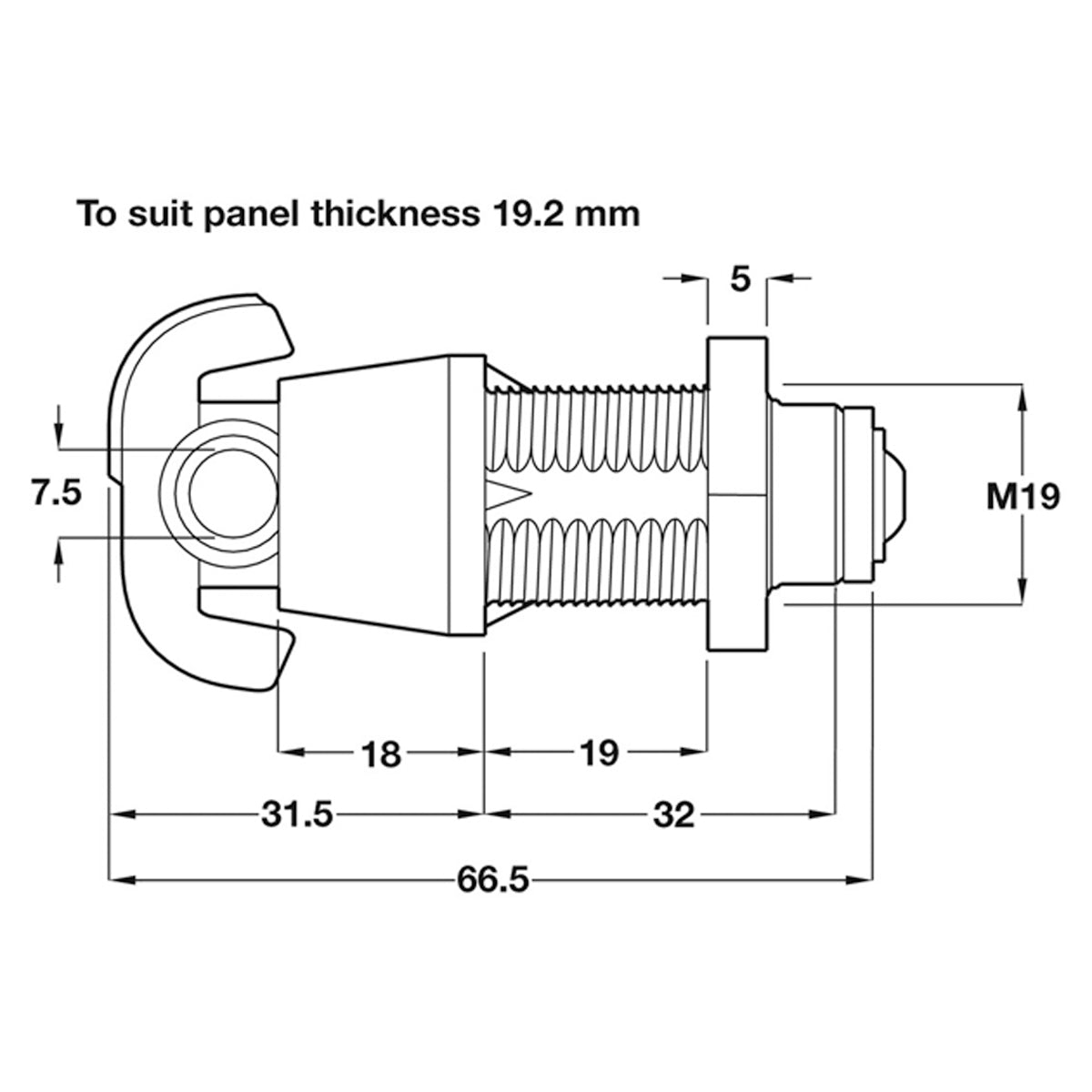 SY3K PADLOCKABLE CAM LOCK 19.2 NI
