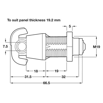 SY3K PADLOCKABLE CAM LOCK 19.2 NI