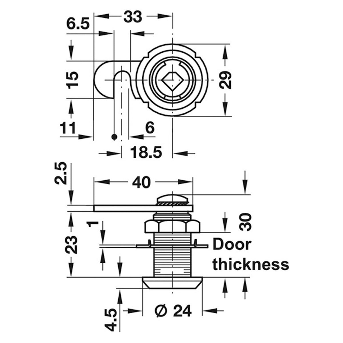 SY3K CAM LOCK CASE HOOK CW ST/PNP