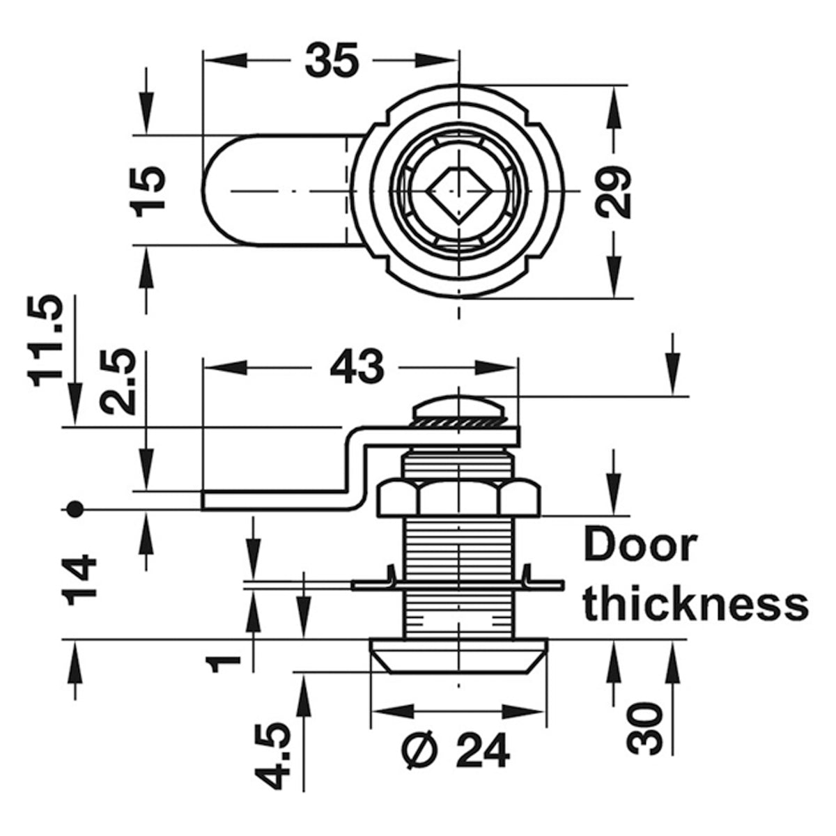 SY3K CAM LOCK CASE CRANK CW ST/PNP