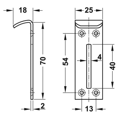 SAFE DEPOSIT BOX LOCK 70x25 ST/GLV