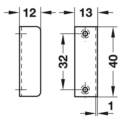 Angled Striking Plate 40x12x12mm St