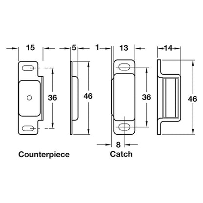 MAGNETIC CATCH 6KG 46x15 ST/NP