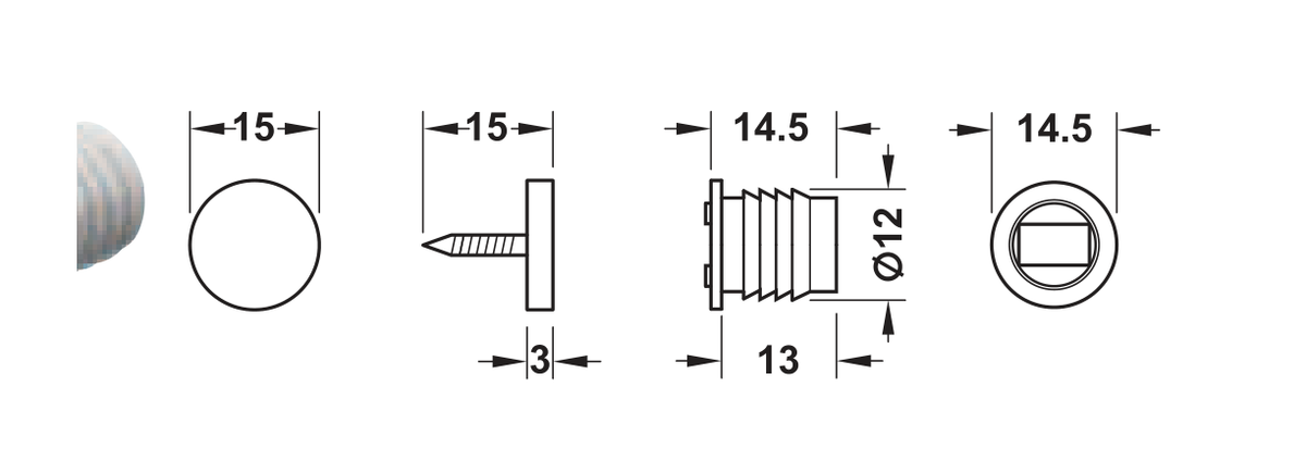 24619710 – 1.4kg Mortice Magnetic Catch – White dimensional drawing in millimetres