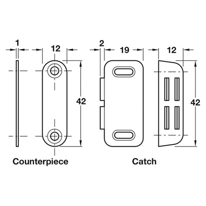 MAGNETIC CATCH 3KG PULL 45 PL/WHI