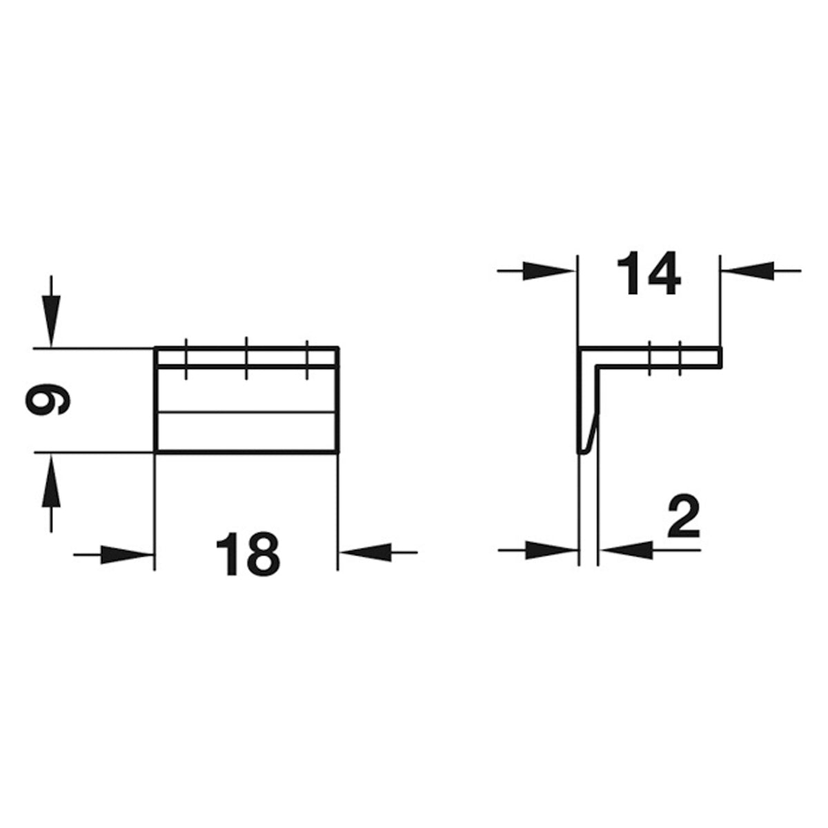 ANGLED STRIKING PLATE 18x9 ST/NP