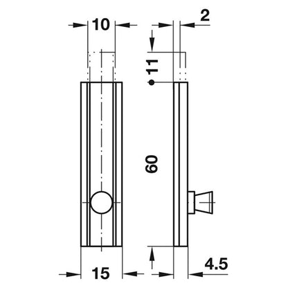 FURN BOLT+STRAIGHT 15x60 BRS/MBR