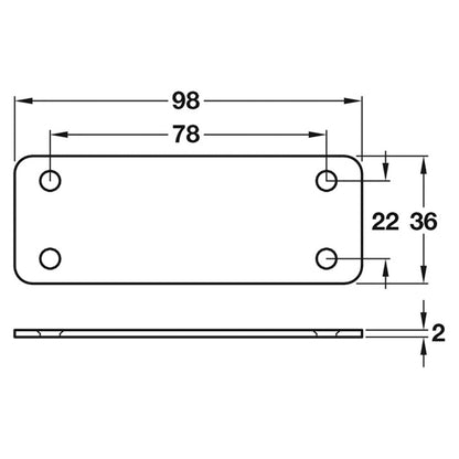 CONNECTING PLATE 98x36x2 ST/BZP
