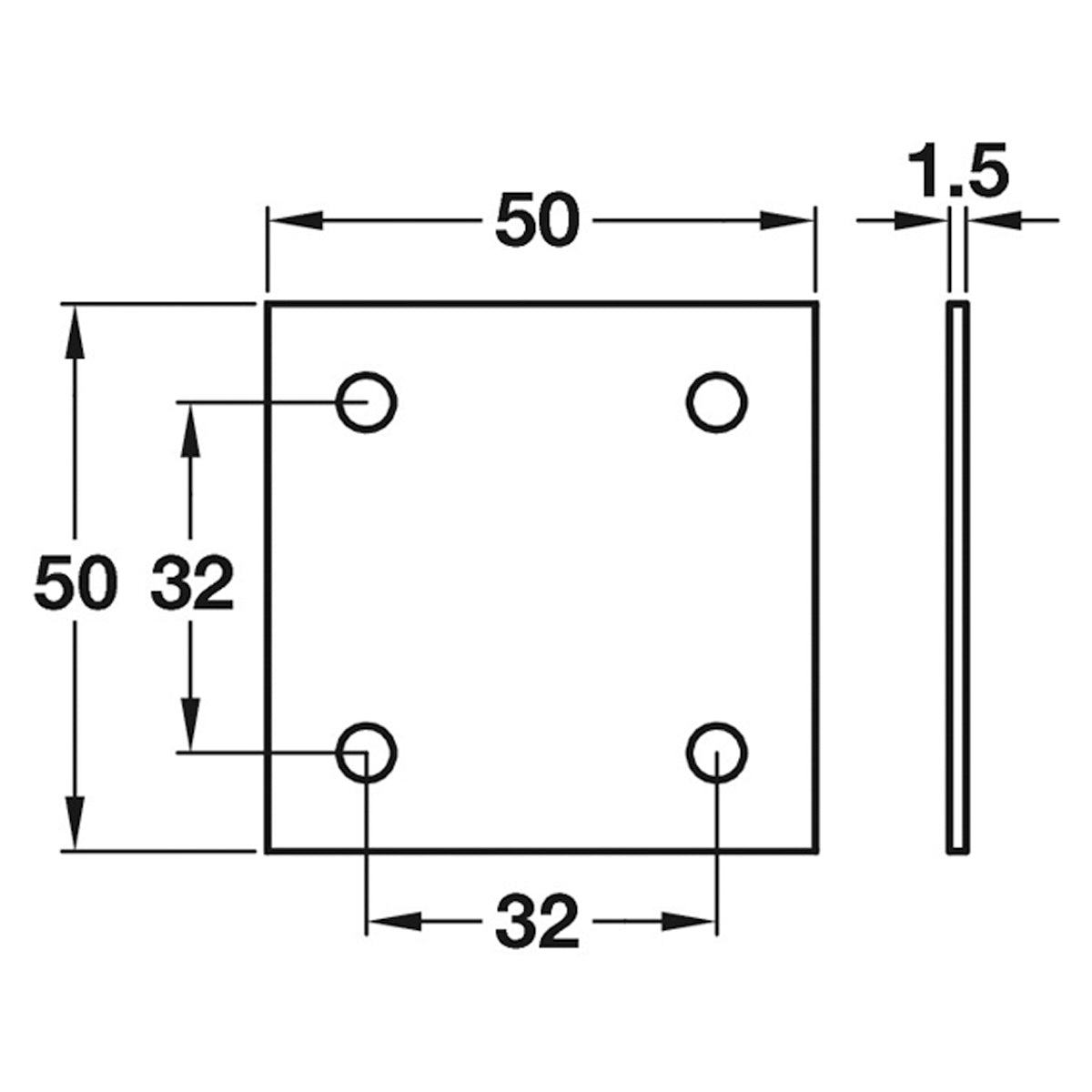 CONNECTING PLATE 50x50x1.5 ST/GLV