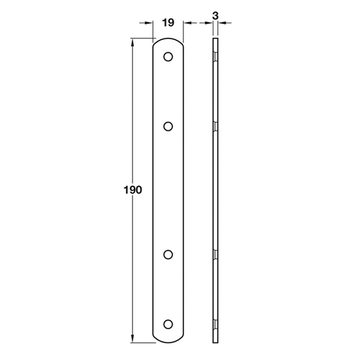 DOOR PANEL CON PLATE 190x19x3 WHI