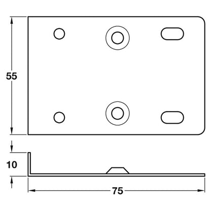 CAB HINGE REPAIR PLATE 77x55x10 BZP