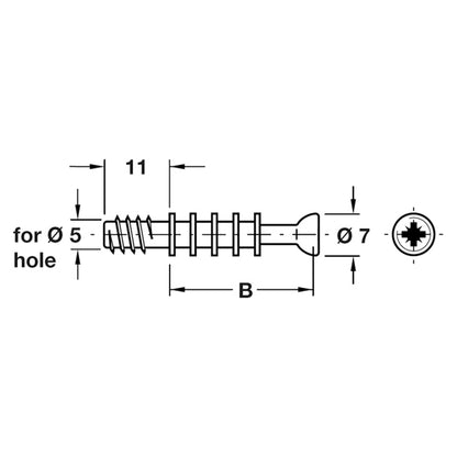 MINIFIX M200 BOLT D7.0x24 GLV x100