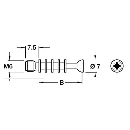 MINIFIX M200 BOLT M6.0x34 GLV x100