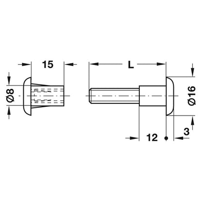 M6 CONNECT SCREW D16x30-39 WHI x100