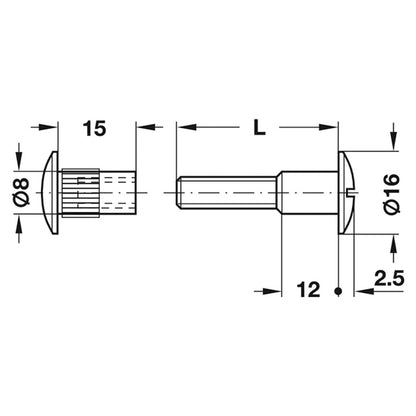 M6 CONNECT SCREW GLV ST D16x29 x100