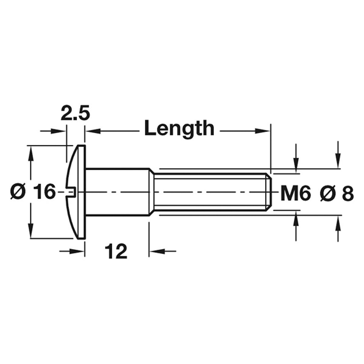 SHOULDER SCREW GALV ST DM6x28 x100