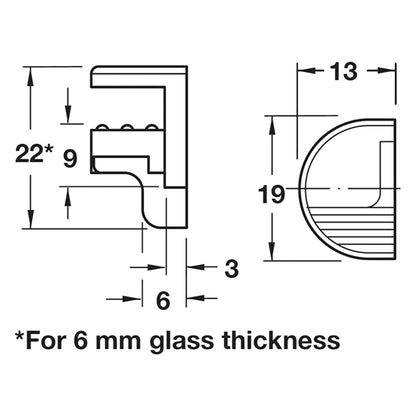 GLASS SHELF SUPPORT SCR 6-10 ZA/NP BX10