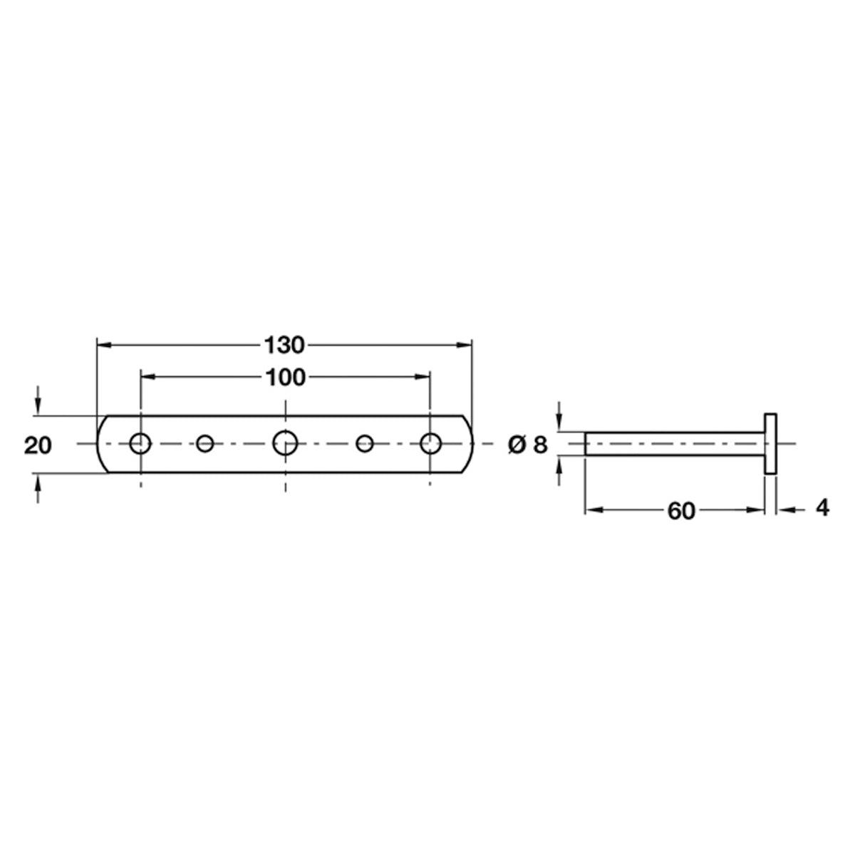 TRIADE SHELF BRACKET 130x20x4 ZA/NP